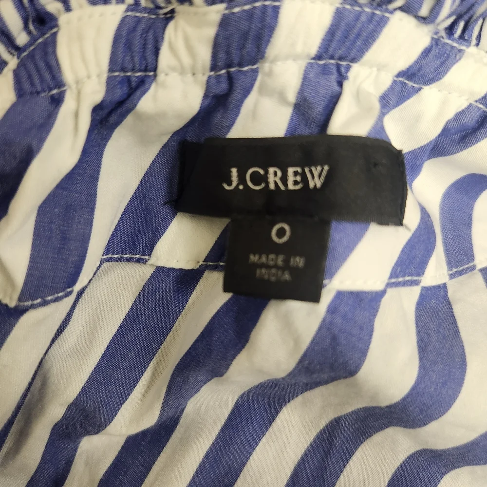 J. Crew One Shoulder Blue Mixed Stripe Jumpsuit Sz 0. New without tags